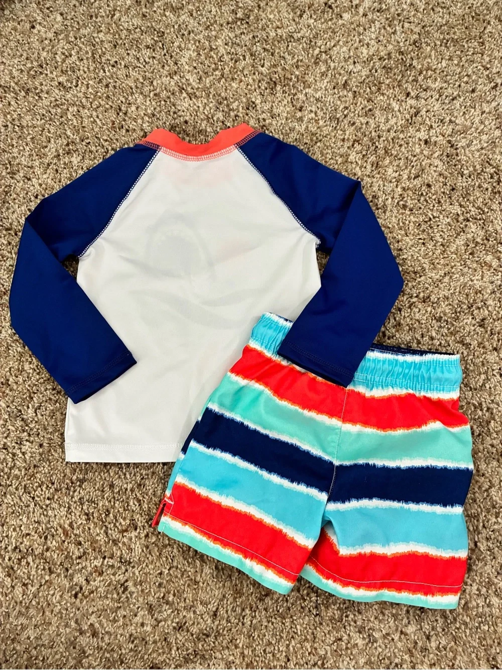 2T Navy & Coral Shark Swim Set